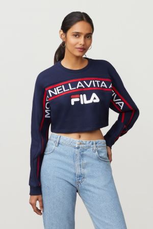 FILA Lucie Crop Sweatshirts White / Red,Womens Clothing | CA.KJIFMP506